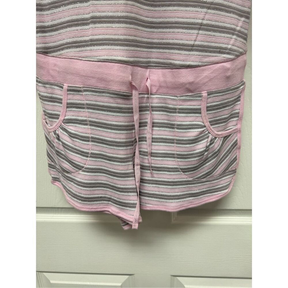 Victoria’s Secret Y2K Pink White & Silver Waffle Knit Short Romper sz M NWOT - Picture 2 of 9